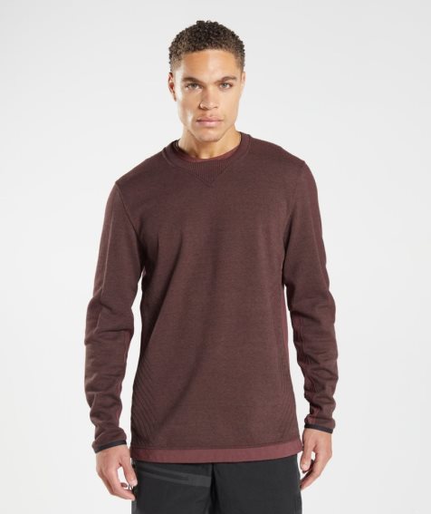 Men's Gymshark Retake Crew Sweatshirts Dark Brown | CA N51370